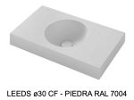 Plan vasque lavabo circulaire ⦰ 30 cm sur mesure Largeur 50 à 201 x P 40 à 51 cm Finition lisse 10 couleurs au choix, Anti bactérien Résine Akrytan® dans la masse Livraison Offerte.